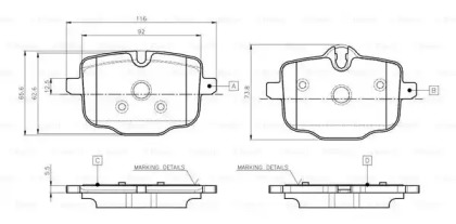 Комплект тормозных колодок, дисковый тормоз BOSCH 0 986 TB3 135