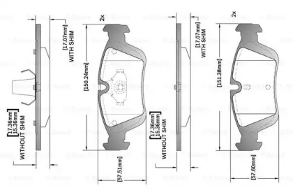 Комплект тормозных колодок, дисковый тормоз BOSCH F 03B 150 287