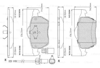 Комплект тормозных колодок, дисковый тормоз BOSCH F 03B 150 297