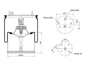 Баллон пневматической рессоры ST-TEMPLIN 04.060.6006.050