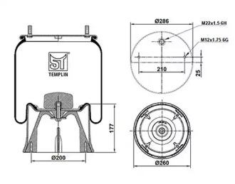 Баллон пневматической рессоры ST-TEMPLIN 04.060.6006.281