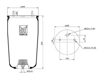 Баллон пневматической рессоры ST-TEMPLIN 04.060.6006.380