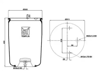 Баллон пневматической рессоры ST-TEMPLIN 04.060.6006.410