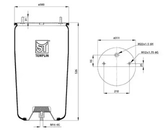 Баллон пневматической рессоры ST-TEMPLIN 04.060.6006.470
