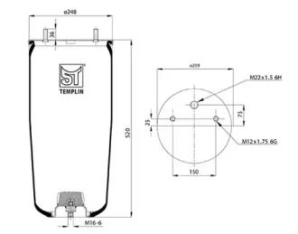 Баллон пневматической рессоры ST-TEMPLIN 04.060.6006.560