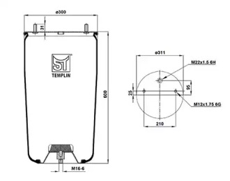 Баллон пневматической рессоры ST-TEMPLIN 04.060.6006.600