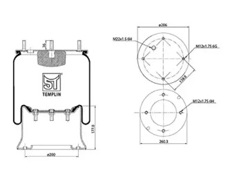 Баллон пневматической рессоры ST-TEMPLIN 04.060.6006.670