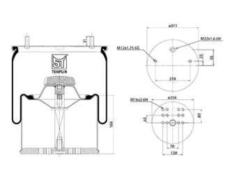 Баллон пневматической рессоры ST-TEMPLIN 04.060.6006.980
