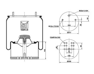Баллон пневматической рессоры ST-TEMPLIN 04.060.6006.990