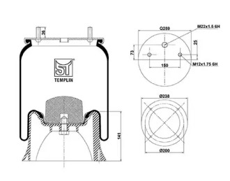 Баллон пневматической рессоры ST-TEMPLIN 04.060.6106.080