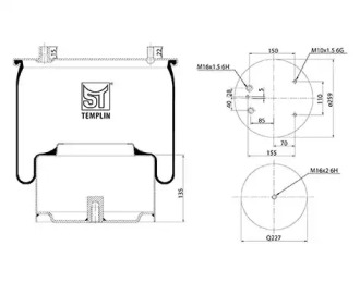 Кожух пневматической рессоры ST-TEMPLIN 04.060.6106.100