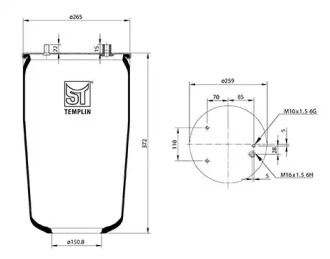 Баллон пневматической рессоры ST-TEMPLIN 04.060.6106.260