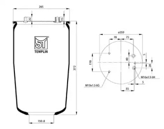 Баллон пневматической рессоры ST-TEMPLIN 04.060.6106.270