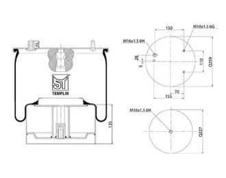 Баллон пневматической рессоры ST-TEMPLIN 04.060.6106.290