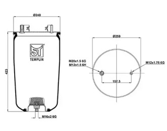 Баллон пневматической рессоры ST-TEMPLIN 04.060.6106.401