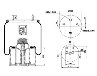Баллон пневматической рессоры ST-TEMPLIN 04.060.6106.510