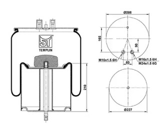 Баллон пневматической рессоры ST-TEMPLIN 04.060.6106.600