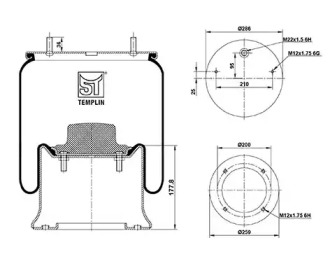 Баллон пневматической рессоры ST-TEMPLIN 04.060.6106.610
