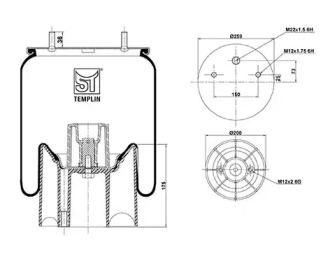 Баллон пневматической рессоры ST-TEMPLIN 04.060.6106.620