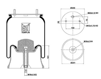 Баллон пневматической рессоры ST-TEMPLIN 04.060.6106.910
