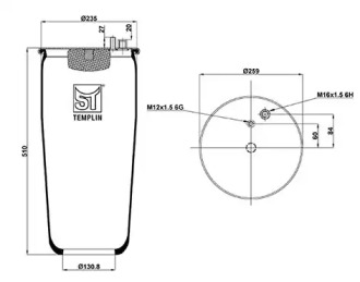 Баллон пневматической рессоры ST-TEMPLIN 04.060.6106.940
