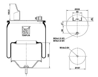 Баллон пневматической рессоры ST-TEMPLIN 04.060.6206.070