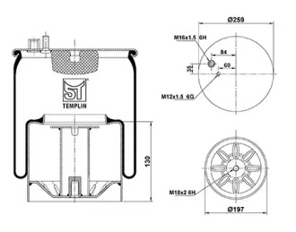 Баллон пневматической рессоры ST-TEMPLIN 04.060.6206.080