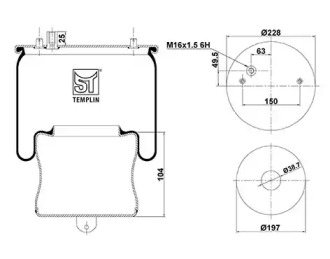 Баллон пневматической рессоры ST-TEMPLIN 04.060.6206.130