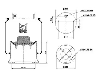 Баллон пневматической рессоры ST-TEMPLIN 04.060.6206.530