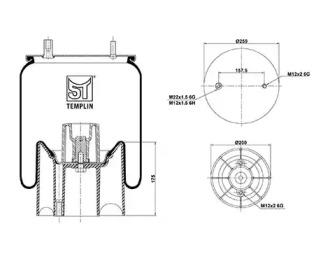 Баллон пневматической рессоры ST-TEMPLIN 04.060.6206.680