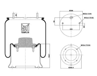 Баллон пневматической рессоры ST-TEMPLIN 04.060.6206.830