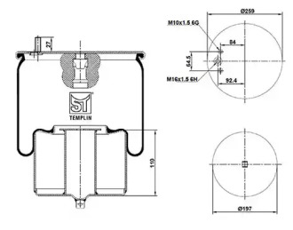 Баллон пневматической рессоры ST-TEMPLIN 04.060.6306.010