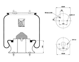 Баллон пневматической рессоры ST-TEMPLIN 04.060.6306.090