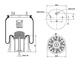 Баллон пневматической рессоры ST-TEMPLIN 04.060.6306.840