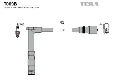 Комплект проводов зажигания TESLA T009B