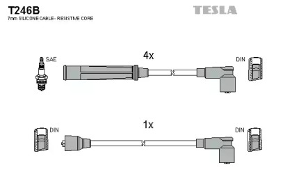 Комплект проводов зажигания TESLA T246B