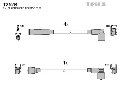 Комплект проводов зажигания TESLA T252B