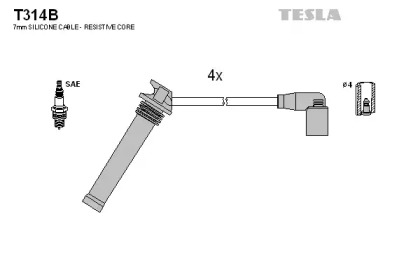 Комплект проводов зажигания TESLA T314B