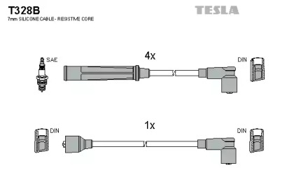 Комплект проводов зажигания TESLA T328B