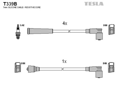 Комплект проводов зажигания TESLA T339B