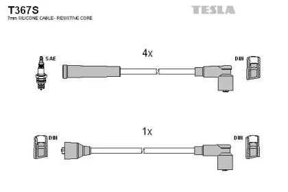 Комплект проводов зажигания TESLA T367S