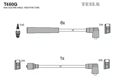 Комплект проводов зажигания TESLA T460G