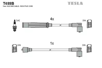 Комплект проводов зажигания TESLA T488B