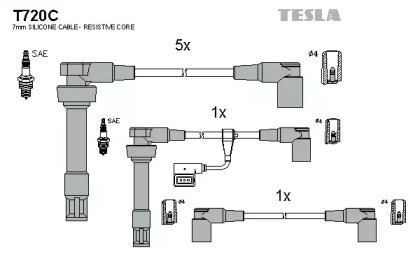 Комплект проводов зажигания TESLA T720C