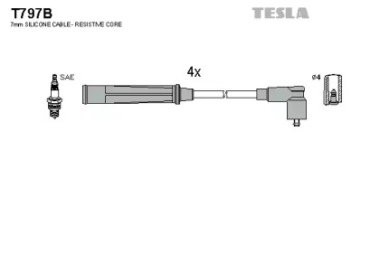 Комплект проводов зажигания TESLA T797B