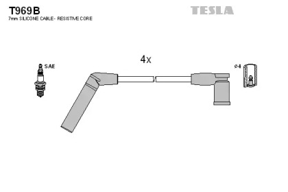 Комплект проводов зажигания TESLA T969B