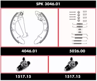 Комплект тормозов, барабанный тормозной механизм WOKING SPK 3046.01