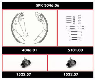 Комплект тормозов, барабанный тормозной механизм WOKING SPK 3046.06