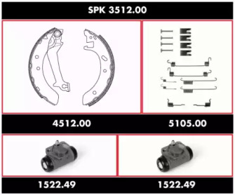 Комплект тормозов, барабанный тормозной механизм WOKING SPK 3512.00