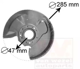 Отражатель, диск тормозного механизма VAN WEZEL 3758371